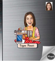 Kişiye Özel Terzi Kadın Ahşap Magnet -2