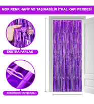 Ekstra Metalize Saçaklı Arka Fon Perde Mor