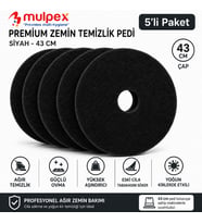 Mulpex Premium 43 cm Siyah Zemin Pedi 5’li Paket – Cila Sökme ve Ağır Temizlik Pedi