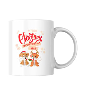 Sevimli Köpekler Merry Christmas Yazılı Yeni Yıla Özel Kupa Bardak 11