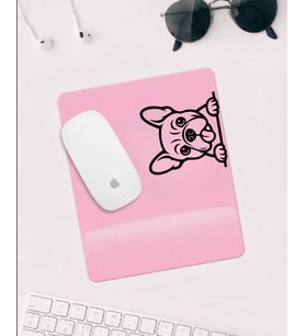 Sevimli Köpek Desenli Mousepad – Pembe Zemin Kaymaz Tabanlı Mouse Pad