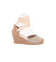 Gerçek Elişi Bej Ipli Dolgu Topuk Keten Espadril Handmade
