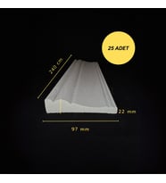 Dekoratif Boyanabilir 25 Adet 9 cm Polistren Duvar Çıtası Süpürgelik (Beyaz)