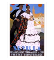 Ispanya 1936 Sevilla Nisan Fuarı Seyahat Poster Tablo Ahşap Poster Dekoratif