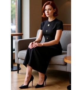 Kadın Bodycon Kesim Bisiklet Yaka Aksesuar Detaylı Ottoman Örme Midi Elbise Günlük Rahatlığı Sunar