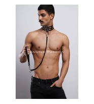 Erkek Choker - Tasma Set, Choker Harness Takım, Erkek Partywear (Kırmızı)