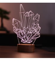 Kristal Figürlü Dekoratif Hediye Led Masa Lambası 7 Işık Rengi Ahşap Taban