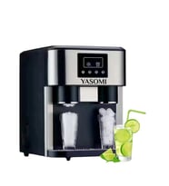 Yasomi Coolmaster ZBS15 3in1 Küp & Kırılmış Buz, Soğuk Su LCD Dokunmatik Inox Gövde 2l Tanklı Buz Makinesi (Gri - Siyah)