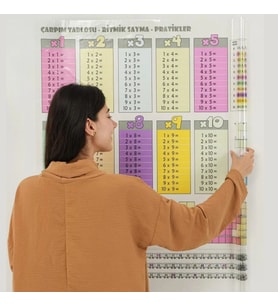 70x70cm Statik İz Bırakmaz Kağıt Renkli Çarpım Tablosu (5343)