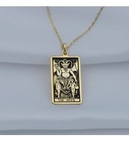 Altın Kaplama  Tarot (The Devil) Şeytan Gümüş Kolye