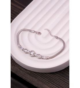 925 Ayar Gümüş Rodyumlu Triple Circle Baget Bayan Bileklik