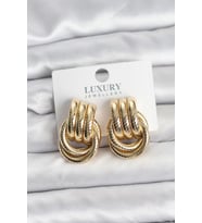 Gold Renk Halka Modelli Pirinç Kadın Küpe - TJ-BKP11352