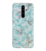 Xiaomi Redmi Note 8 Pro Uyumlu Kapak Floral Su Yeşili Tasarımlı Şeffaf Silikon Kılıf