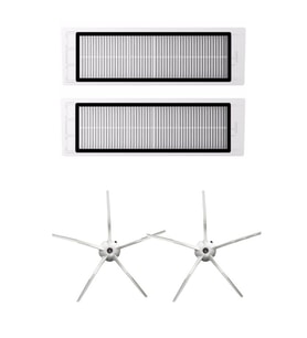 Roborock S6 / S6 Pure Uyumlu 2 Adet Hepa Filtre 2 Adet Beyaz Yan Fırça