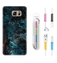 Samsung S7 Edge S20 Fe Plus Ultra S21 S22 Kılıf Kablo Koruma Spiral Silikon Colorful Abstract 1384