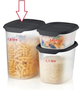 Tupperware Siyah Oval Saklama Kabı Tek Dokunuş Kapaklı Cosmos Serisi Hava Geçirmez Gıda Saklama 1.8