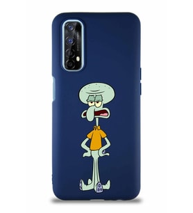Realme 7 Soft Premier Kapak Squidward Dokunaç Tasarımlı Silikon Kılıf - Lacivert (Şeffaf)