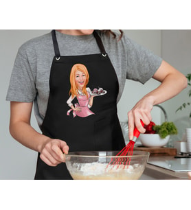 BK Gift Kişiye Özel Kadın Chef Karikatürlü Profesyonel Siyah Mutfak Önlüğü, Aşçı Önlüğü, Şef Önlüğü, Arkadaşa Hediye-10