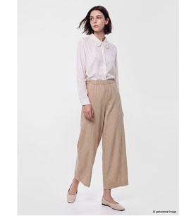 LCW Modest Bej Beli Lastikli Geniş Paça Kadın Pantolon