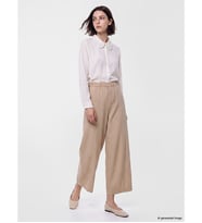 LCW Modest Bej Beli Lastikli Geniş Paça Kadın Pantolon
