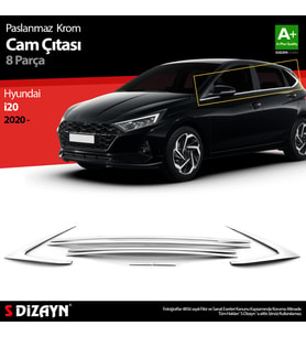 Hyundai i20 Krom Cam Çıtası 8 Prç. 2020 Üzeri