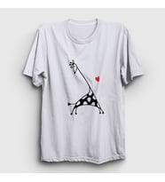 Presmono Unisex Beyaz Heart Giraffe Zürafa T-Shirt 288293tt