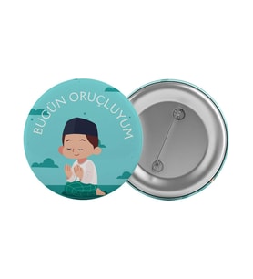 Bugün Oruçluyum Çanta Rozeti 20 Adet En Büyük Boy 5.8cm İğneli Broş