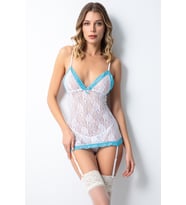 Büyük Beden Dantel Babydoll (Beyaz)