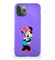 Apple iPhone 11 Pro Soft Premier Kapak Minnie Mouse-D Tasarımlı Silikon Kılıf - Mor (Şeffaf)