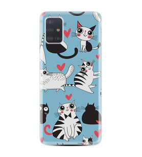Samsung a71 A72 A73 A7 A9 2018 C7 C9 Kılıf Desenli Silikon Kedicikler 1772