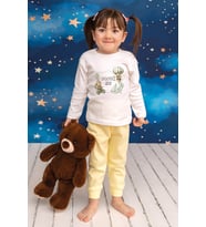 Pia Baby Premium %100 Pamuk İsme Özel Çocuk Pijama Takımı 1-8 Yaş 5038-14 (Sarı)