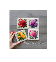 bilge tasarım Stone Decor Taş Bardak Altlığı 4'lü Set 10x10x1 Cm desenli