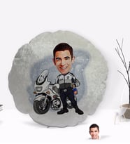 BK Gift Kişiye Özel Erkek Yunus Polis Karikatürlü Yuvarlak Dekoratif Kırlent Yastık-1
