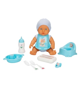 Bebelou Sesli Bakım Zamanı Bebek Oyun Seti 32 cm 38239 Mavi