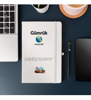 Gümrük Müşavirlerine Özel Kişiye Özel Deri Kapak Hediyelik Defter (Beyaz)