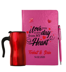 Sevgililer Gününe Özel Defter Kalem & Termos Mug Hediye Seti 8