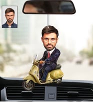 Kişiye Özel Fotoğraflı Motorcu 2 Tasarımlı Karikatür Araba Dikiz Ayna Süsü