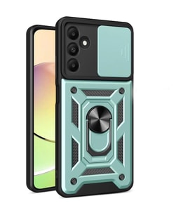 Newface Samsung Galaxy M15 Kılıf Pars Lens Yüzüklü Silikon - Yeşil