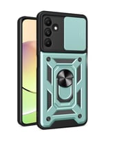 Newface Samsung Galaxy M15 Kılıf Pars Lens Yüzüklü Silikon - Yeşil