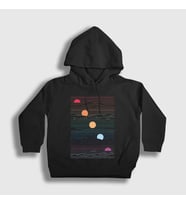 Presmono Unisex Çocuk Siyah Sun Phases Güneşin Fazları Kapüşonlu Sweatshirt 551721tt