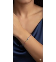 925 Ayar Gümüş Renkli Taşlı Su Yolu Bileklik.rose.gold.rodaj
