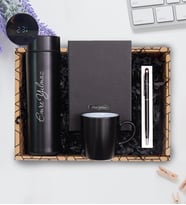 Kişiye Özel 500 ML Çelik Termos & Kupa Bardak& Touch Pen Kalem & Siyah Defter Hediye Seti