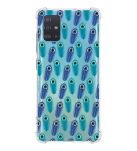 PrintiFy Samsung Galaxy A51 Uyumlu Nazar Boncuğu 4 Baskılı Şeffaf Köşe Korumalı Antişok Kılıf