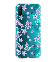 Xiaomi Redmi 9A Uyumlu Kapak Floral Lila Tasarımlı Şeffaf Silikon Kılıf