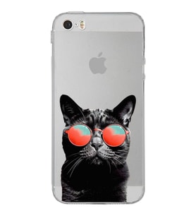 PrintiFy iPhone 5S ile Uyumlu Kedi 3 Kamera Korumalı Şeffaf Kılıf