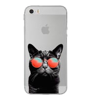 PrintiFy iPhone 5S ile Uyumlu Kedi 3 Kamera Korumalı Şeffaf Kılıf