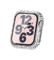 Apple Watch 7 41mm Uyumlu Zore Watch Gard 24 Kenarları Taşlı Sert PC Kasa Ve Ekran Koruyucu (Gümüş)