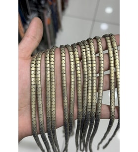 Hematit Taşı Yassı Balık Sırtı Kesim Sarı 6x4mm Doğal Taş Dizi
