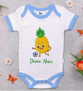 BK Kids Kişiye Özel Mavi Bebek Body Zıbın - Model 200