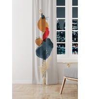 Japanese Stone Desenli Süet Oturma Odası Salon Fon Perde Baskılı Ekstrafor Büzgü TEK KANAT PRD-1109